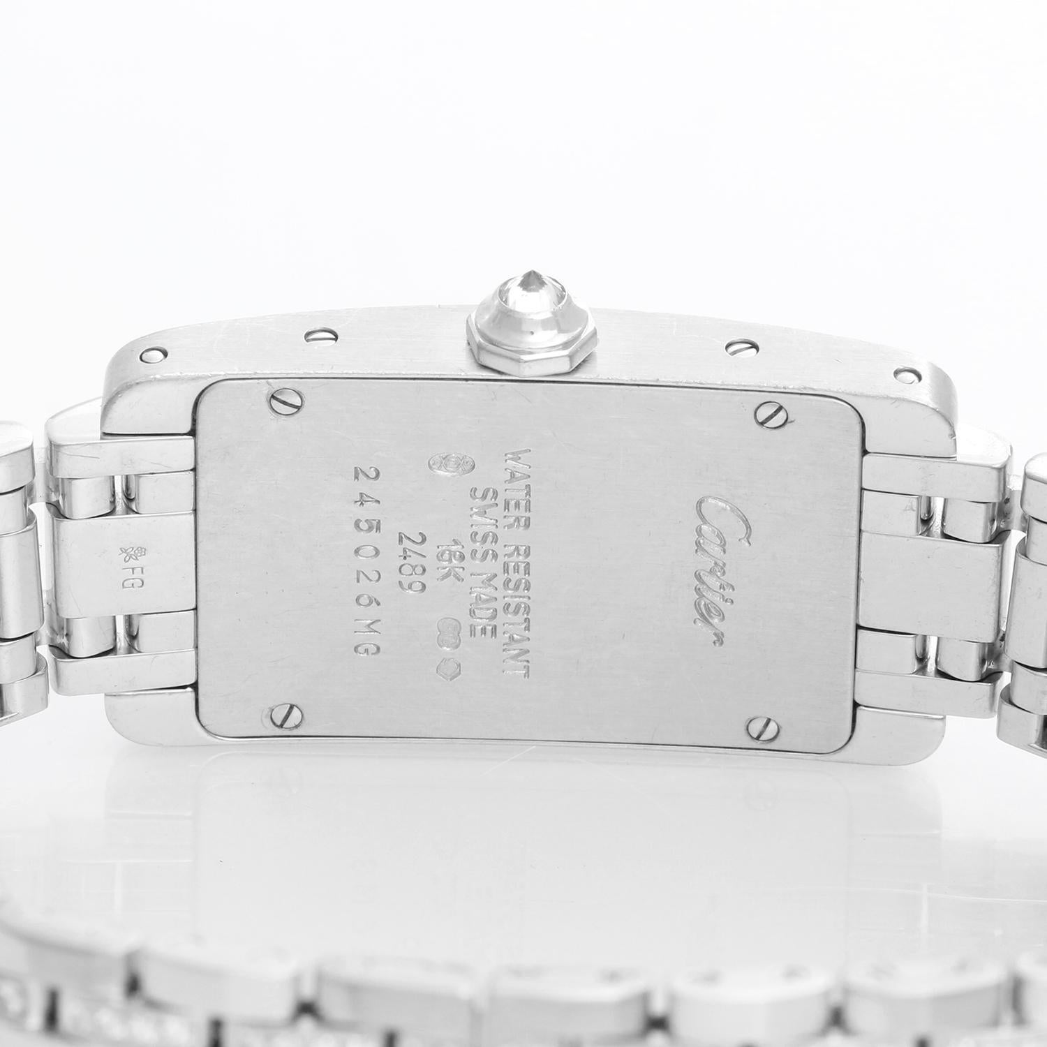 Women's Cartier Tank Americaine 'or American' Ladies White Gold Diamond Watch WB7018L1