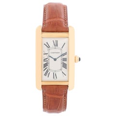 Vintage Cartier Tank Americaine 'or American' Large Men's Gold Watch 1735