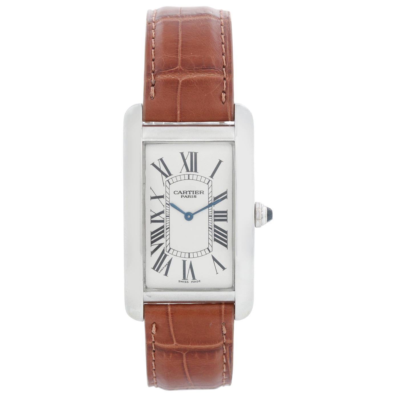 Cartier Tank Americaine 'or American' Large Men's Platinum Watch Ref 1734