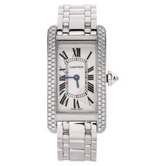 Cartier Tank Americaine Quartz Watch White Gold with Two Row Diamond Bezel 19