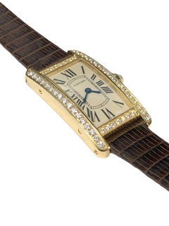 Cartier, montre-bracelet Tank Americaine réf. 2482 pour femme en or jaune et diamants