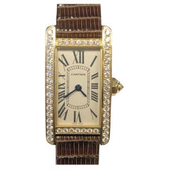Cartier Tank Americaine Ref 2482 Ladies Yellow Gold and Diamond Wrist Watch