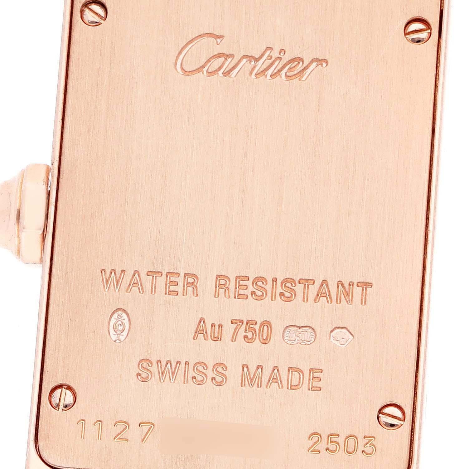 Cartier Montre Tank Américaine en or rose et diamants pour femmes WB7079M5 avec carte boîte Bon état - En vente à Atlanta, GA