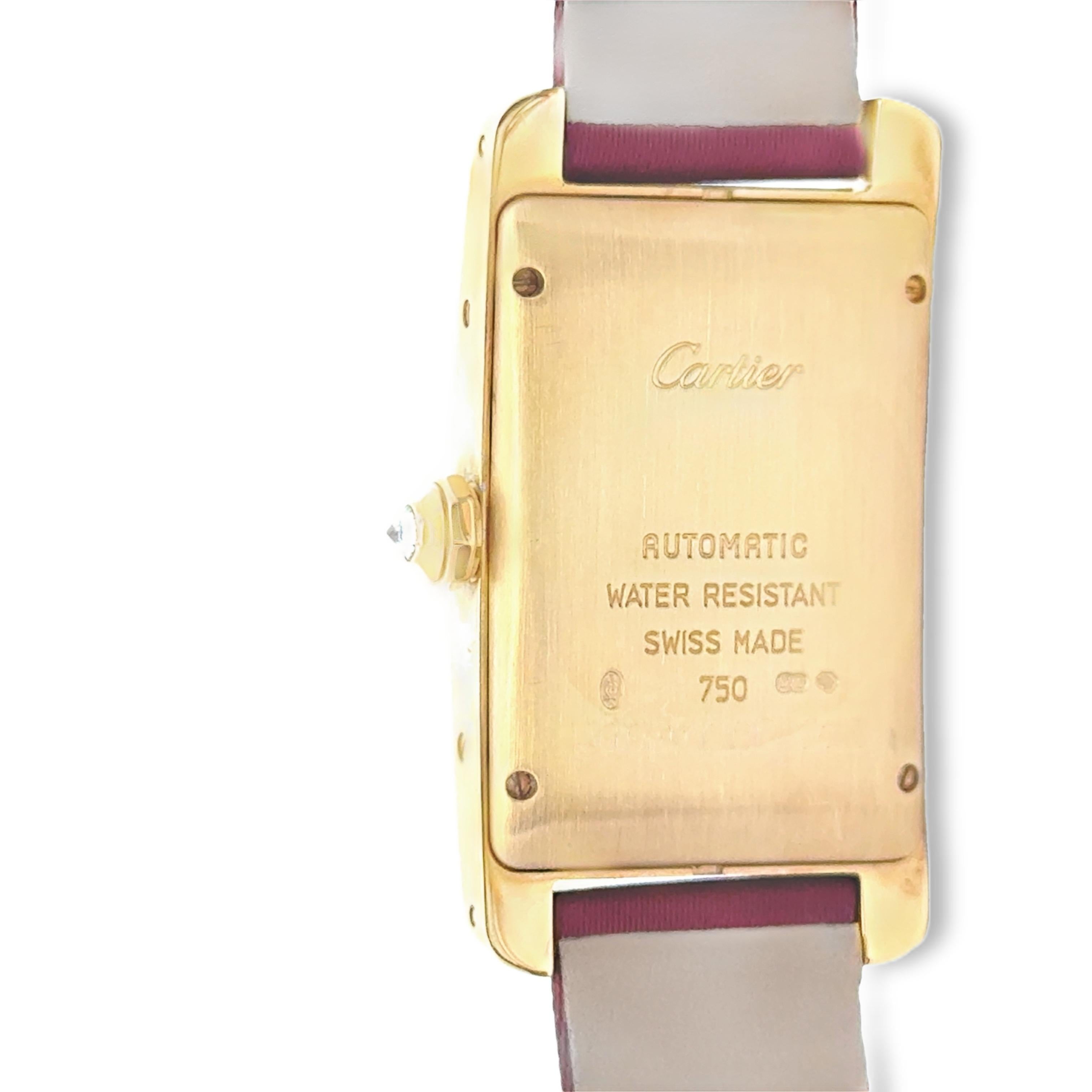 Contemporary Cartier Tank Americaine Round Cut Diamond Ladies' Watch in Yellow Gold For Sale