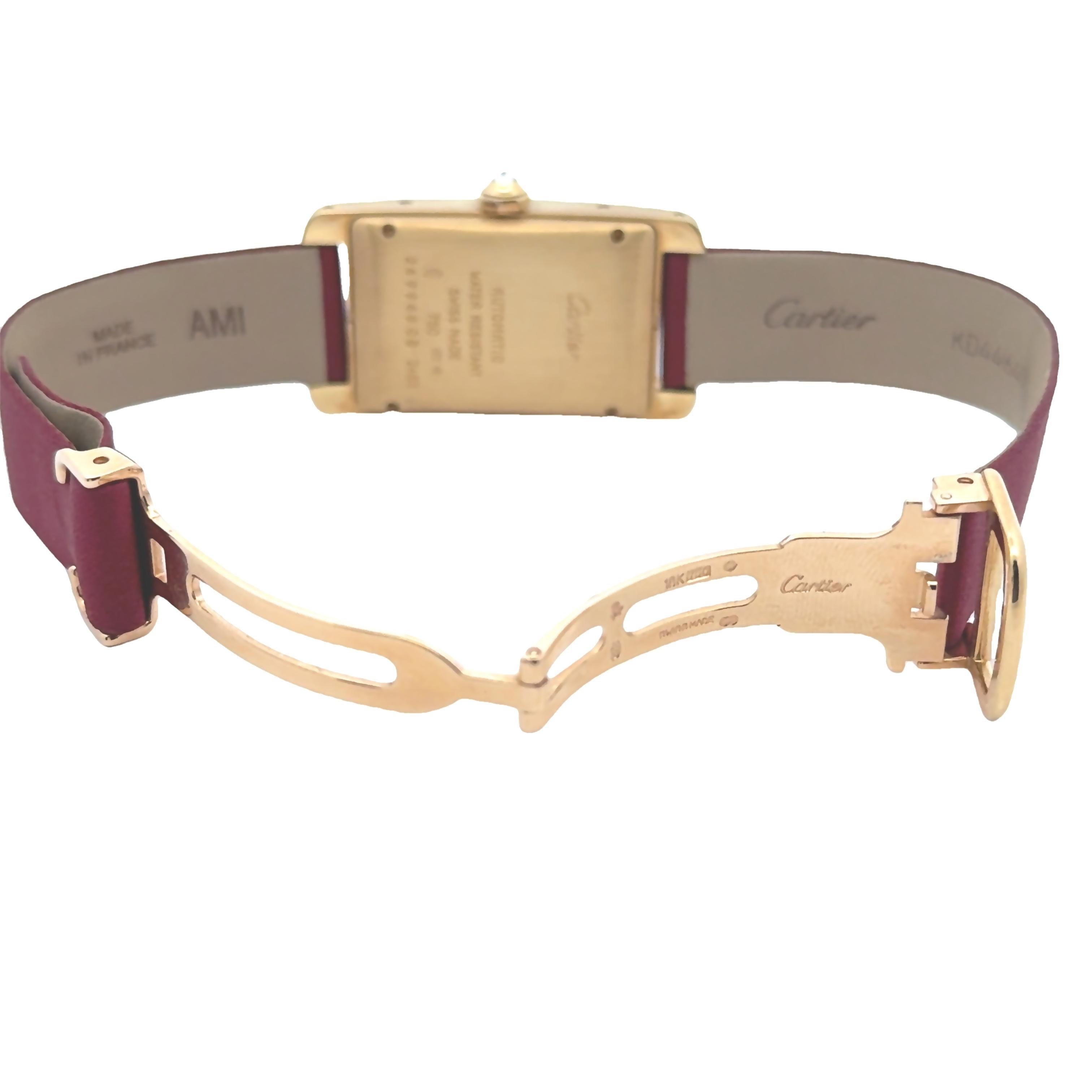 Cartier Tank Americaine Round Cut Diamond Ladies' Watch in Yellow Gold In Good Condition For Sale In New York, NY