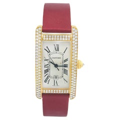 Cartier Tank Americaine Round Cut Diamond Ladies' Watch in Yellow Gold