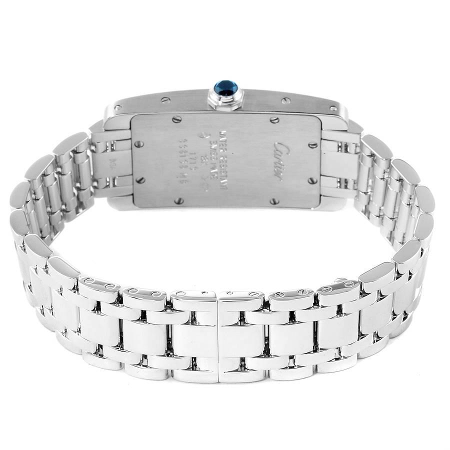Cartier: 18 Karat Weißgold Damenuhr W008067 mit Tank Americaine-Silber-Zifferblatt und Silber-Zifferblatt im Angebot 4
