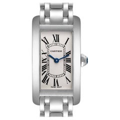 Cartier Tank Americaine Silver Dial 18K White Gold Ladies Watch W008067