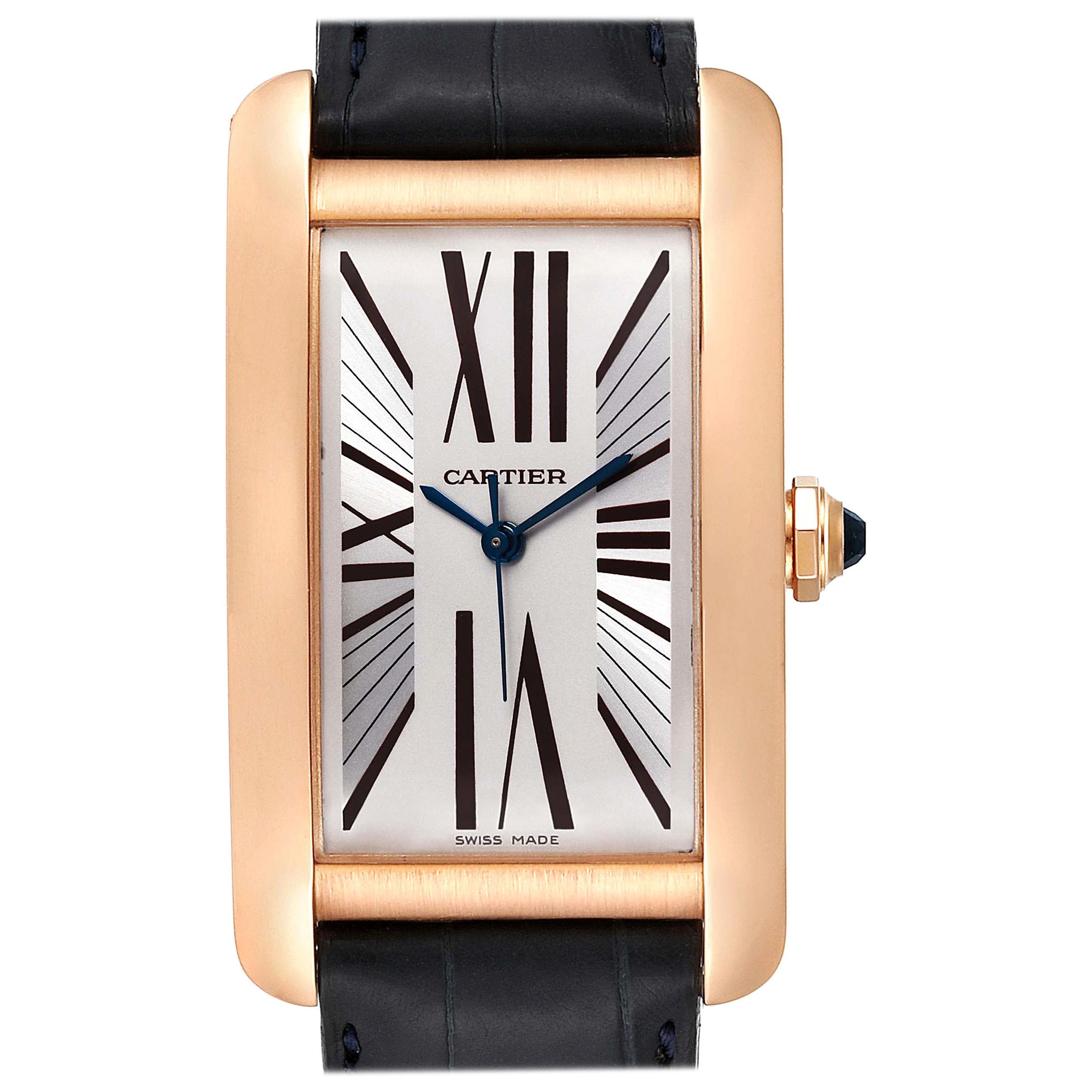 Cartier Tank Americaine Silver Dial Rose Gold Automatic Men's Watch 2505