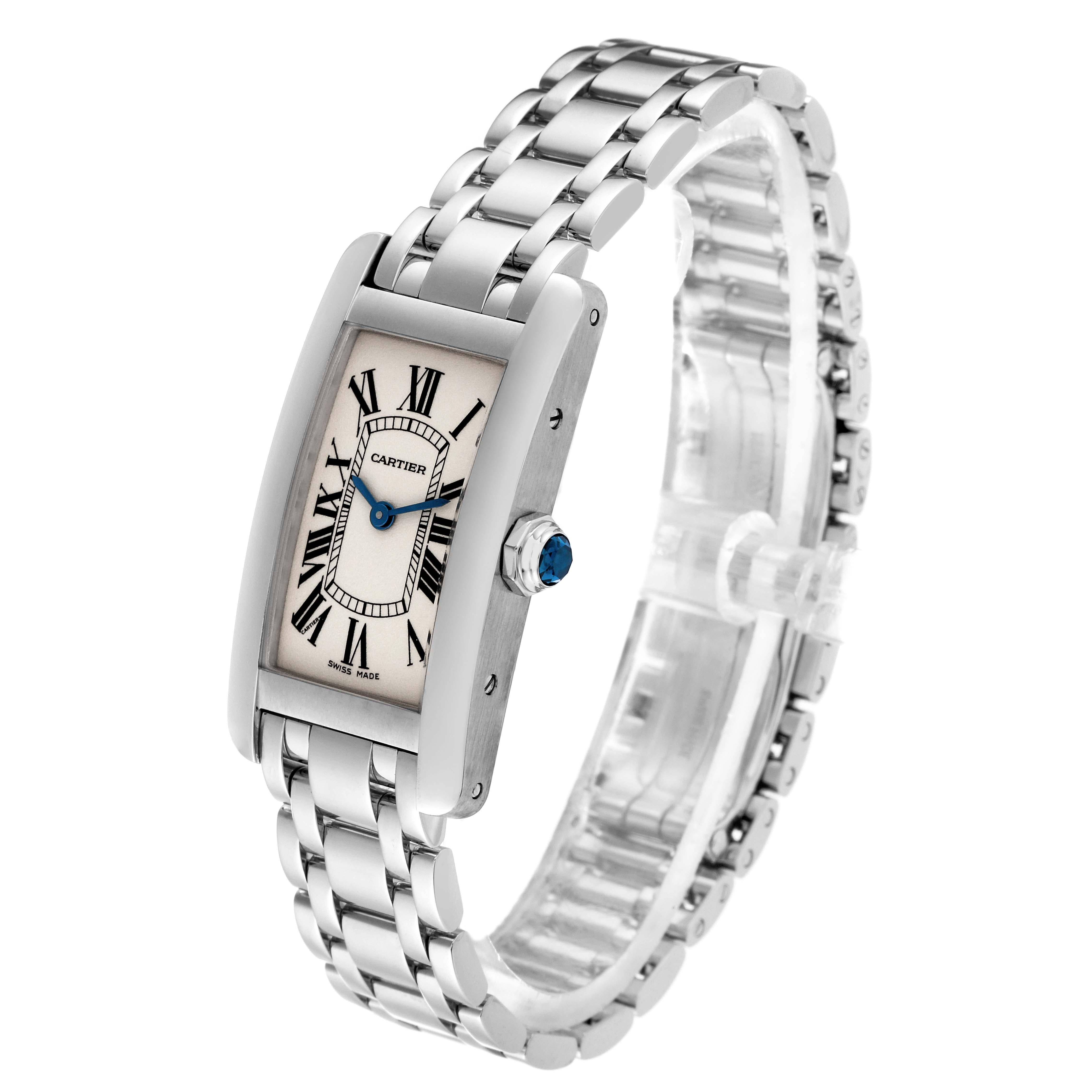 Cartier Tank Americaine Silver Dial White Gold Ladies Watch W26019L1 Box Papers For Sale 6