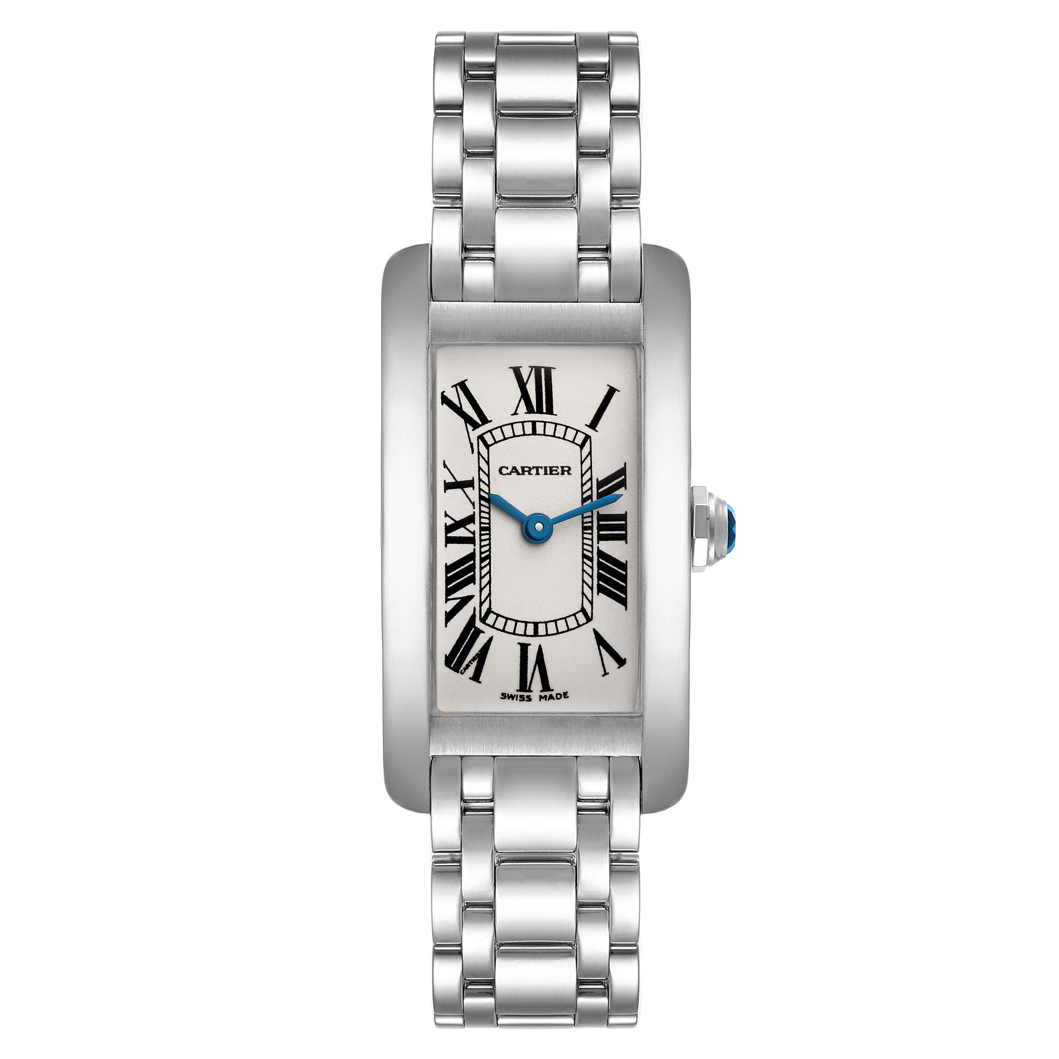 Women's Cartier Tank Americaine Silver Dial White Gold Ladies Watch W26019L1 Box Papers For Sale
