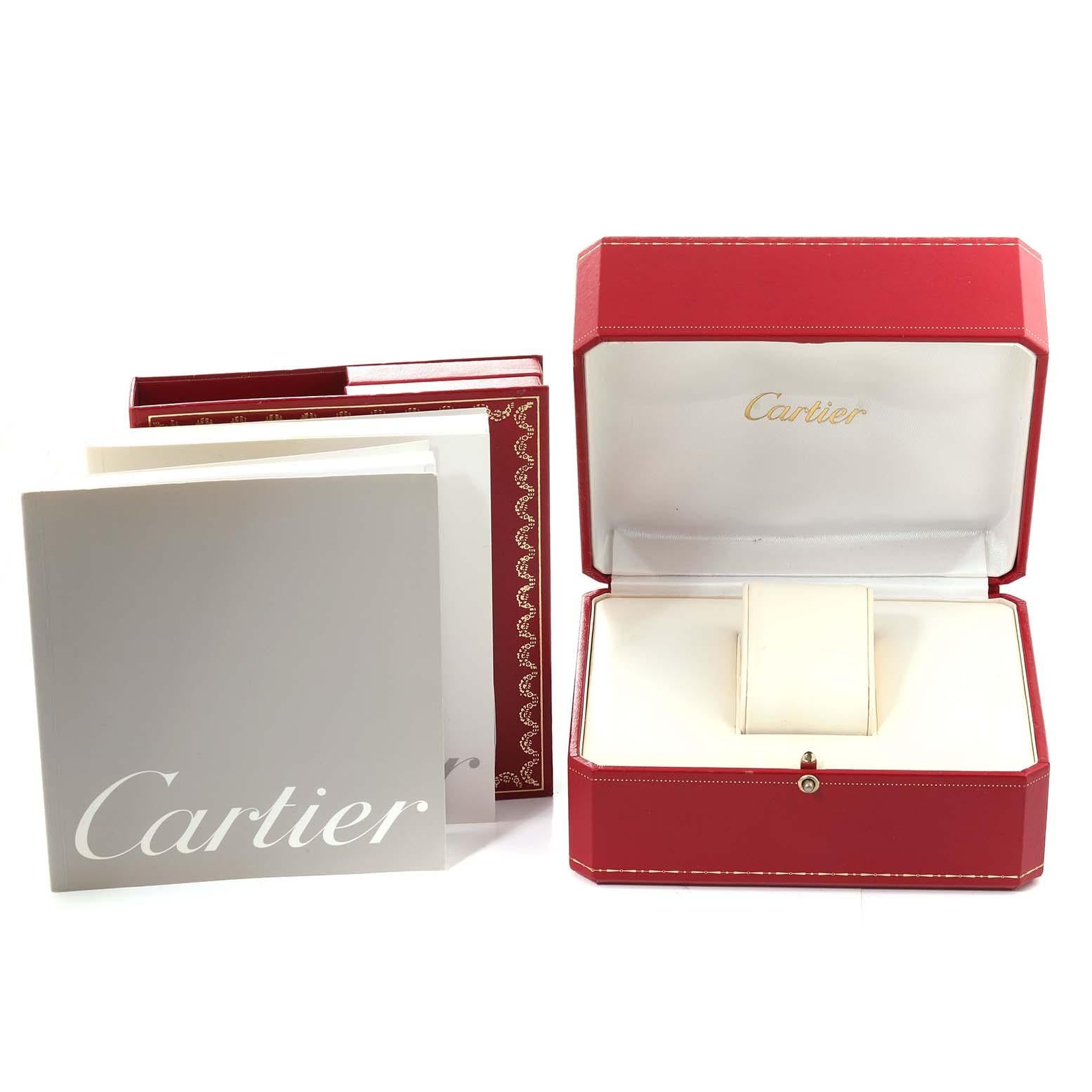 Cartier Tank Americaine Silver Dial White Gold Ladies Watch W26019L1 Box Papers For Sale 1