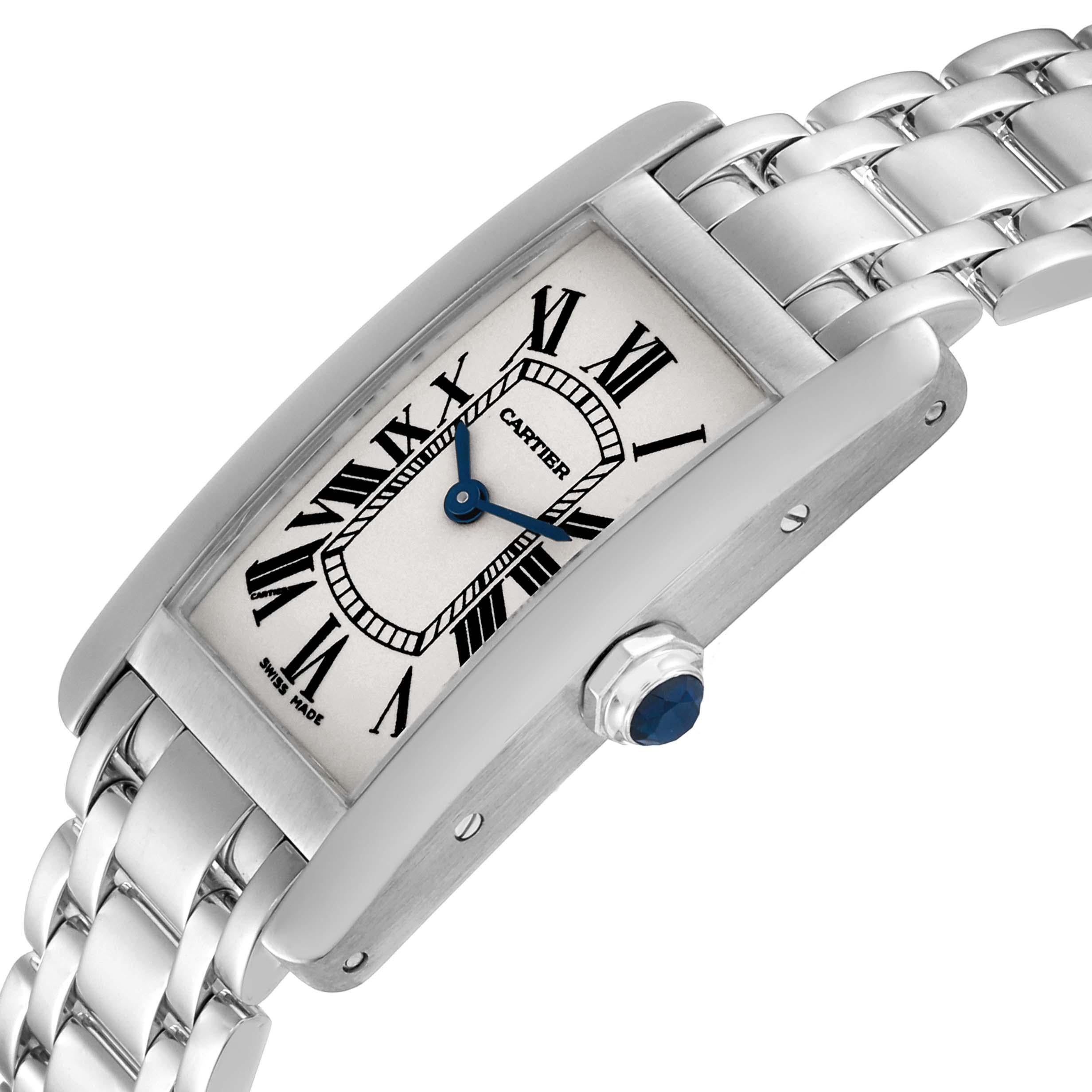 Cartier Tank Americaine Silver Dial White Gold Ladies Watch W26019L1 Box Papers For Sale 2