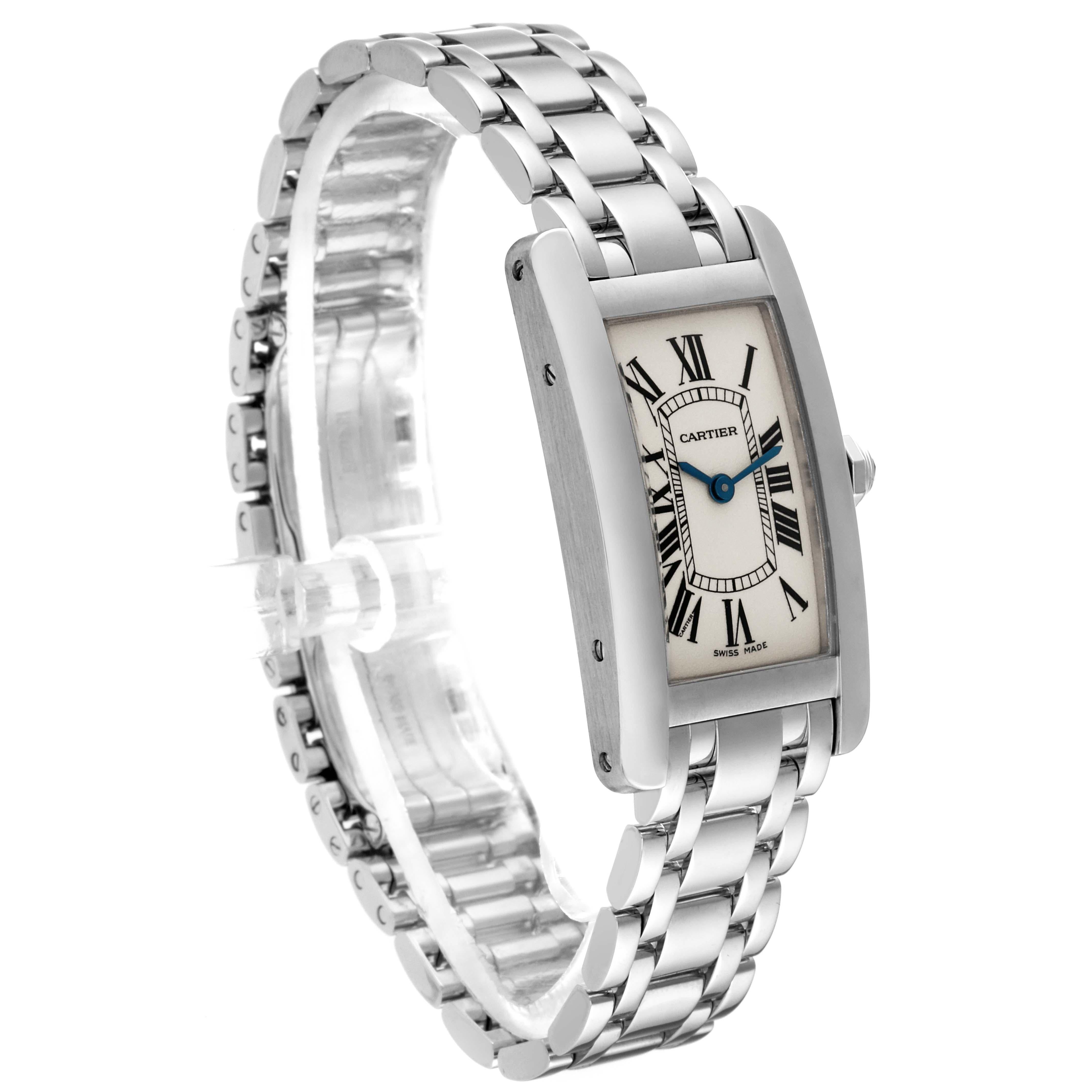 Cartier Tank Americaine Silver Dial White Gold Ladies Watch W26019L1 Box Papers For Sale 2