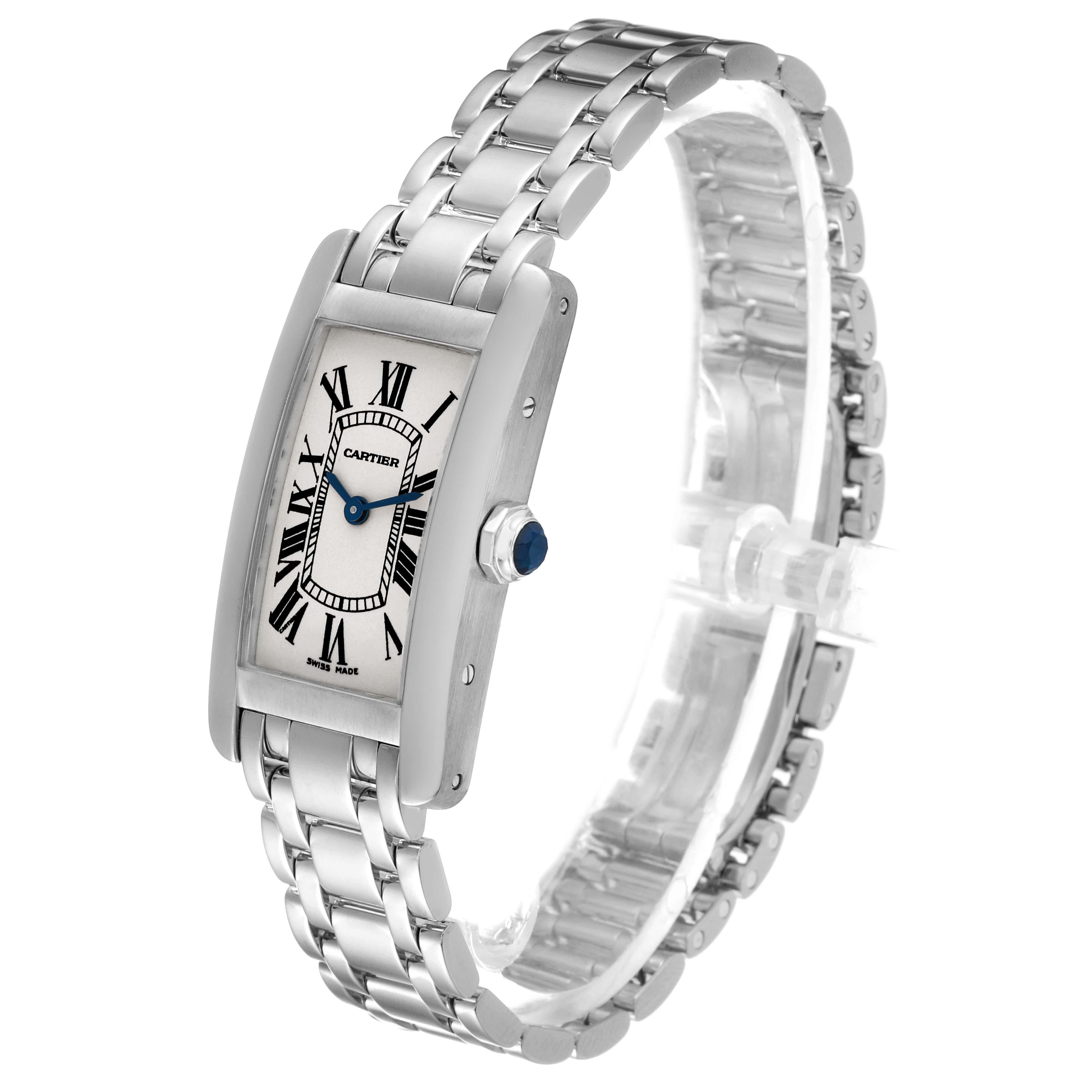 Cartier Tank Americaine Silver Dial White Gold Ladies Watch W26019L1 Box Papers For Sale 3