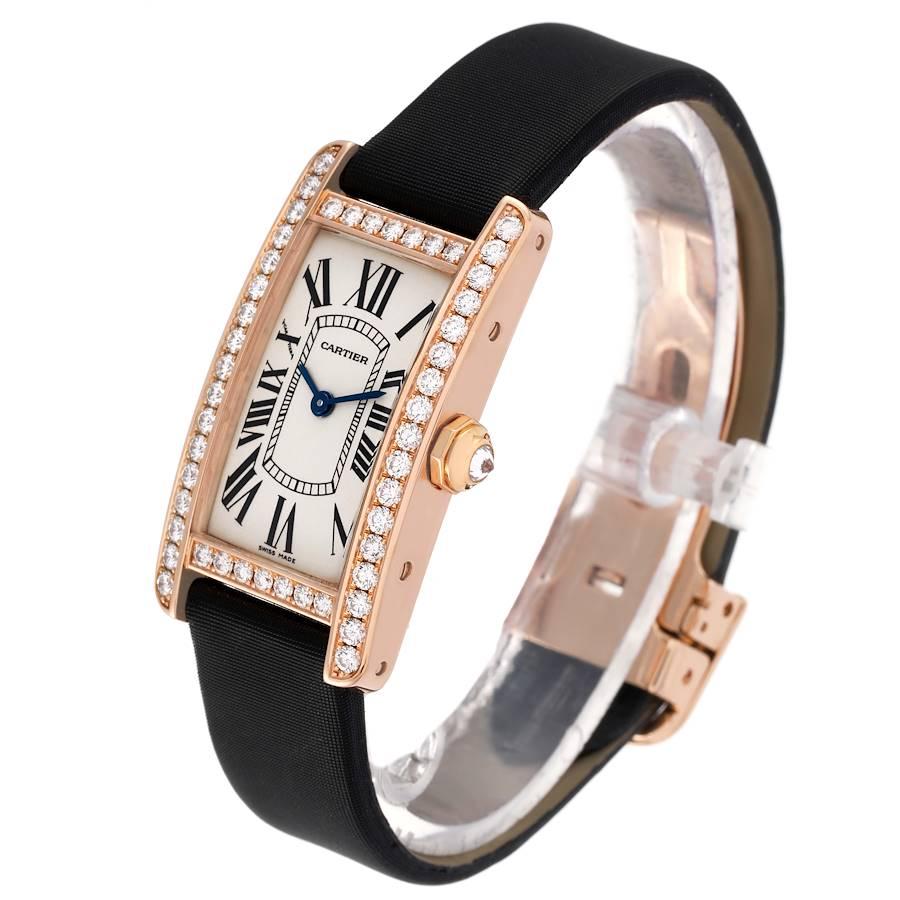 Cartier, petite montre Tank Americaine en or rose et diamants pour femmes 2503 Pour femmes en vente