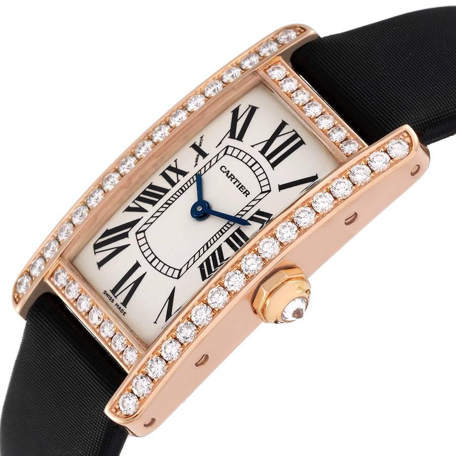 Cartier, petite montre Tank Americaine en or rose et diamants pour femmes 2503 en vente 1