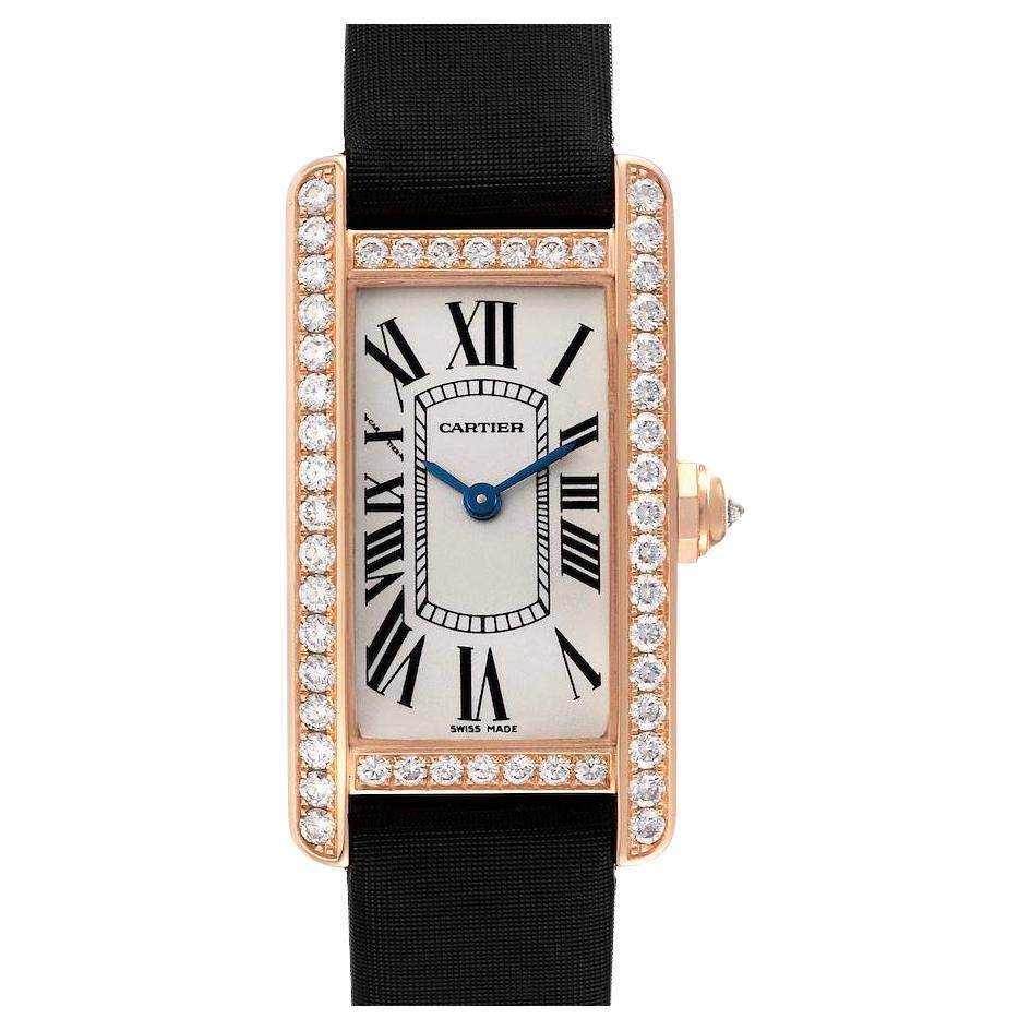 Cartier, petite montre Tank Americaine en or rose et diamants pour femmes 2503 en vente