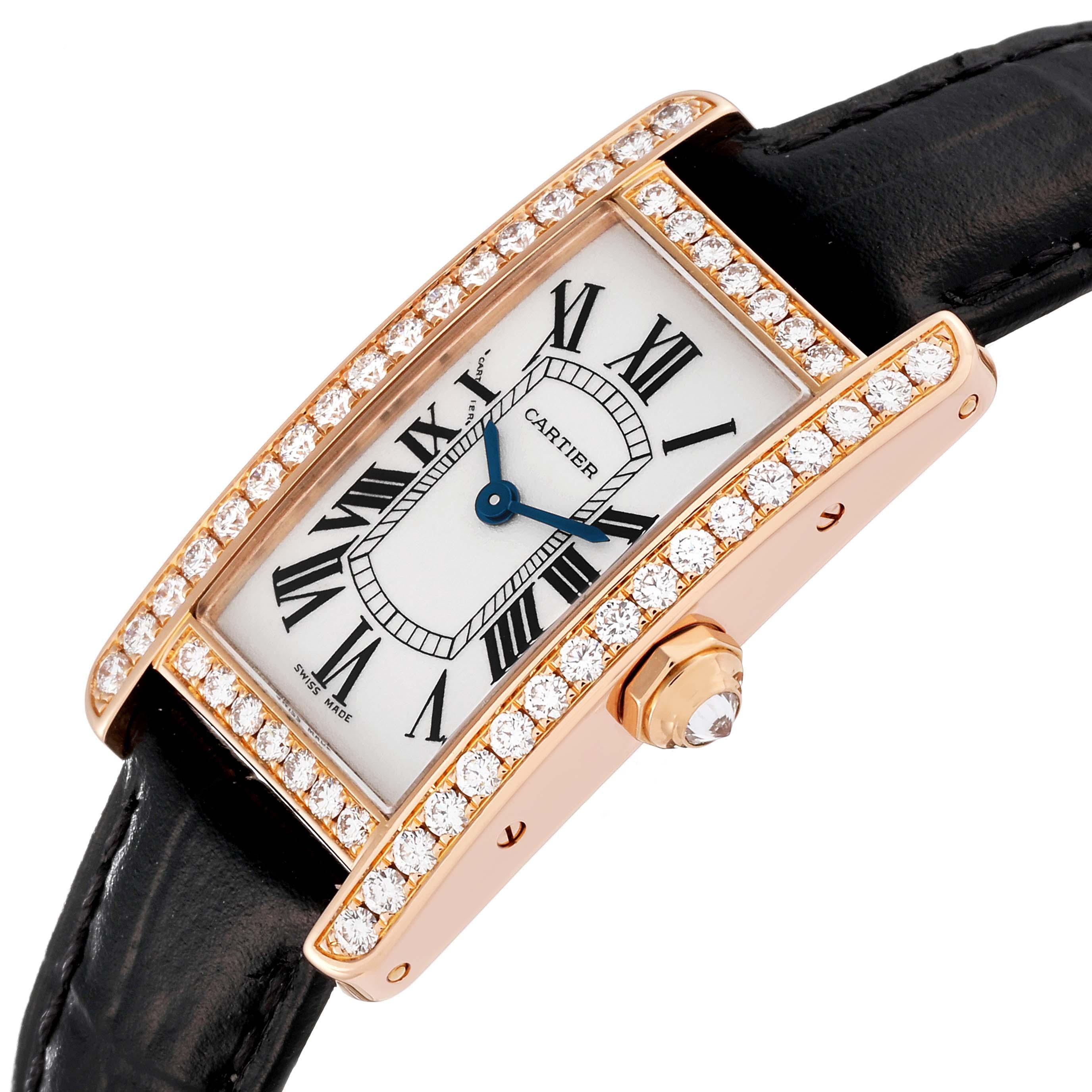 Cartier, petite montre Tank Amériqueine en or rose et diamants pour femmes WJTA0002 en vente 1