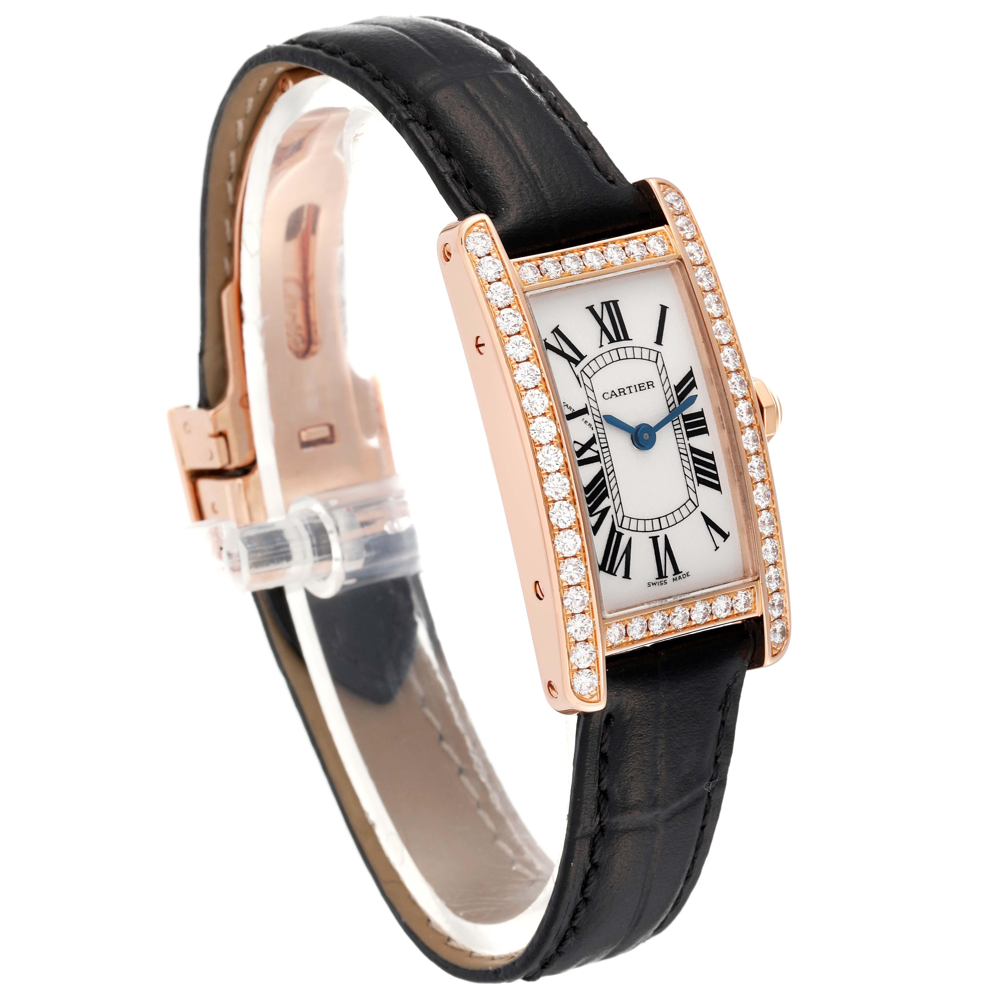 Cartier, petite montre Tank Amériqueine en or rose et diamants pour femmes WJTA0002 en vente 2