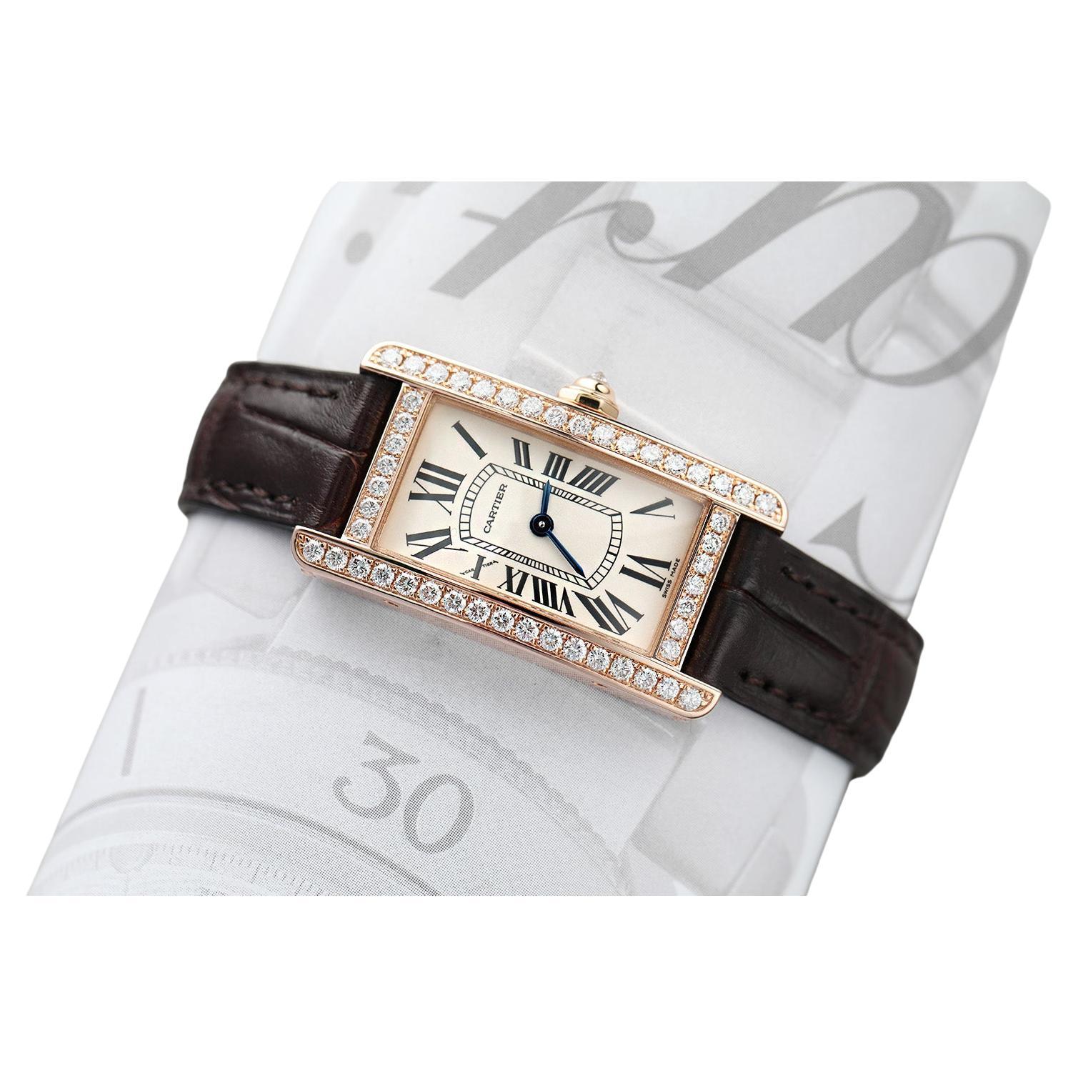 Cartier Tank Americaine Small Rose Gold Factory Diamond Ladies Watch WJTA0002/25