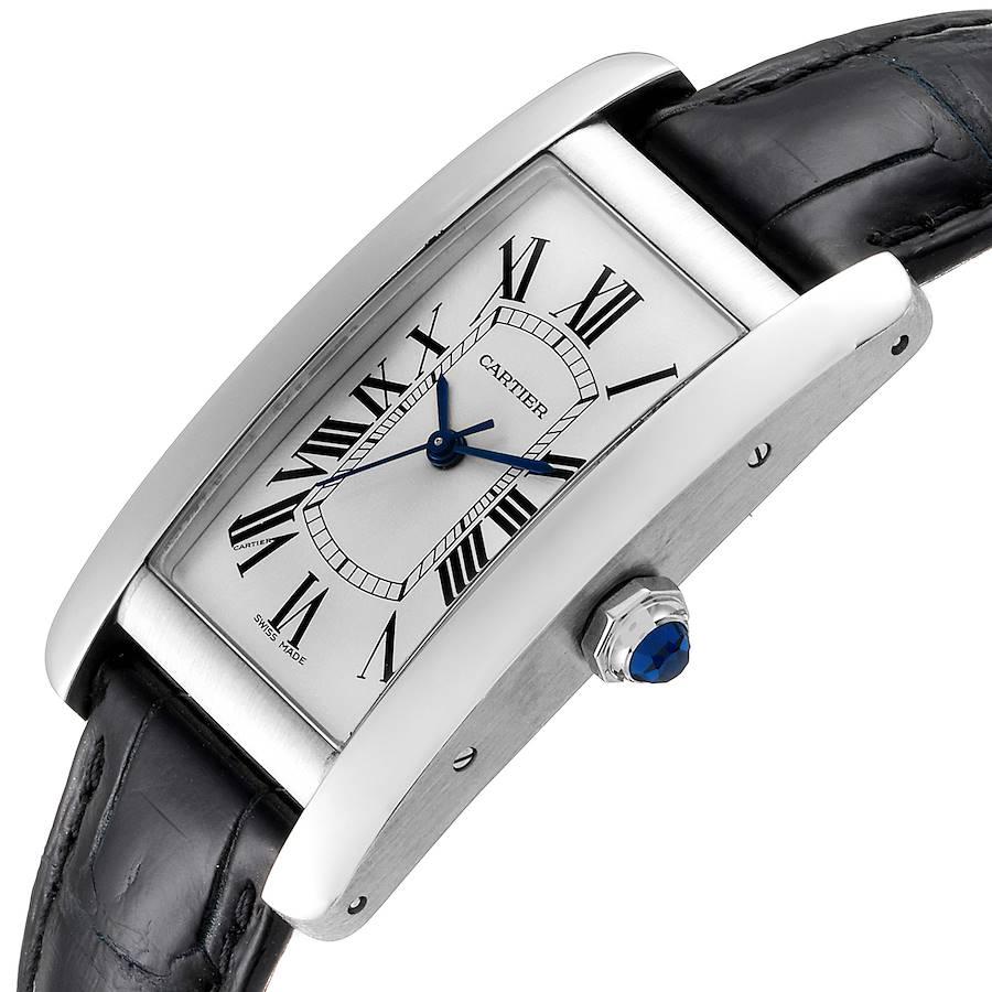 Cartier Tank Americaine Steel Ladies Watch WSTA0017 Box Papers In Excellent Condition In Atlanta, GA