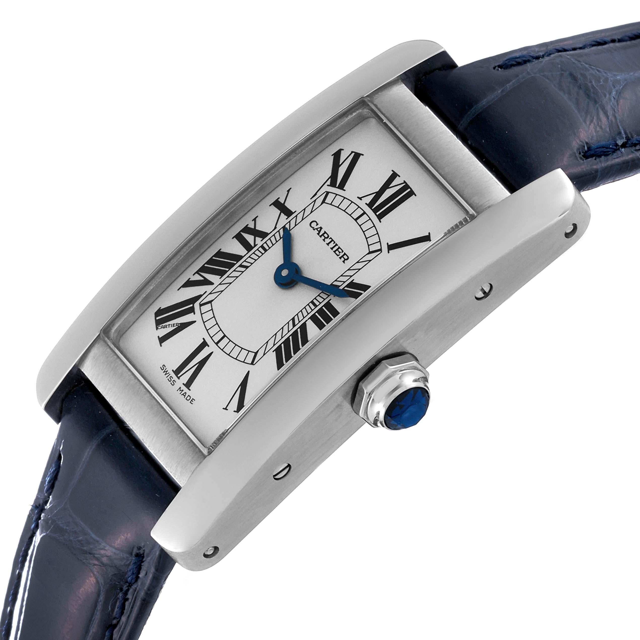 Women's Cartier Tank Americaine Steel Silver Dial Ladies Watch WSTA0016 Box Papers For Sale