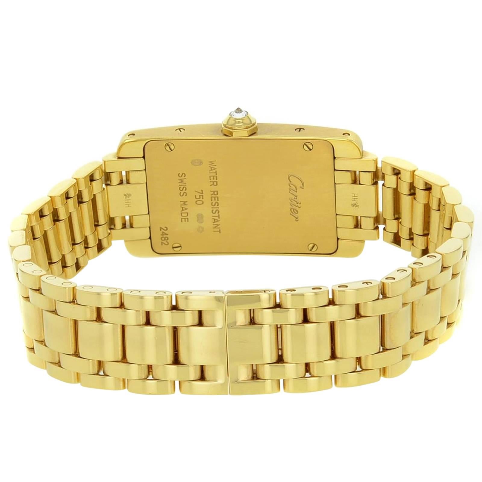Modern Cartier Tank Americaine WB7043JQ Diamond Yellow Gold Quartz Ladies Watch