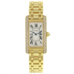 Cartier Tank Americaine WB7043JQ Diamond Yellow Gold Quartz Ladies Watch