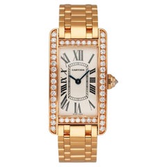 Cartier Tank Americaine WB7079M5 2503 18K Rose Gold Diamond Ladies Watch Box 