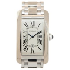 Cartier Tank Américaine Montre Homme Cadran Blanc 18 Karat En Stock 