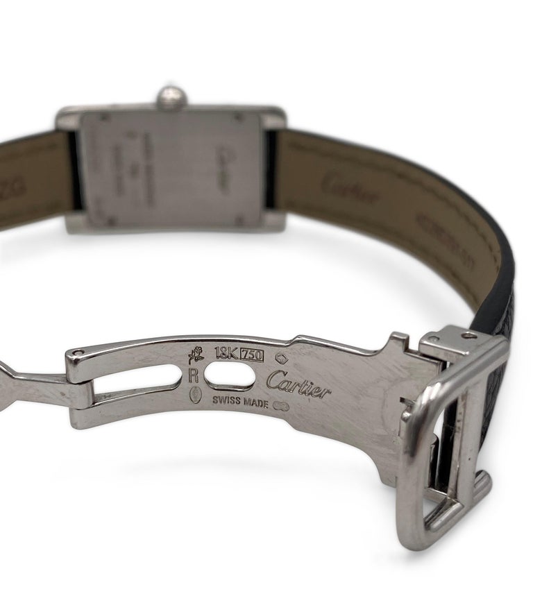 Cartier Tank Américaine White Gold and Diamond Leather Strap Ladies