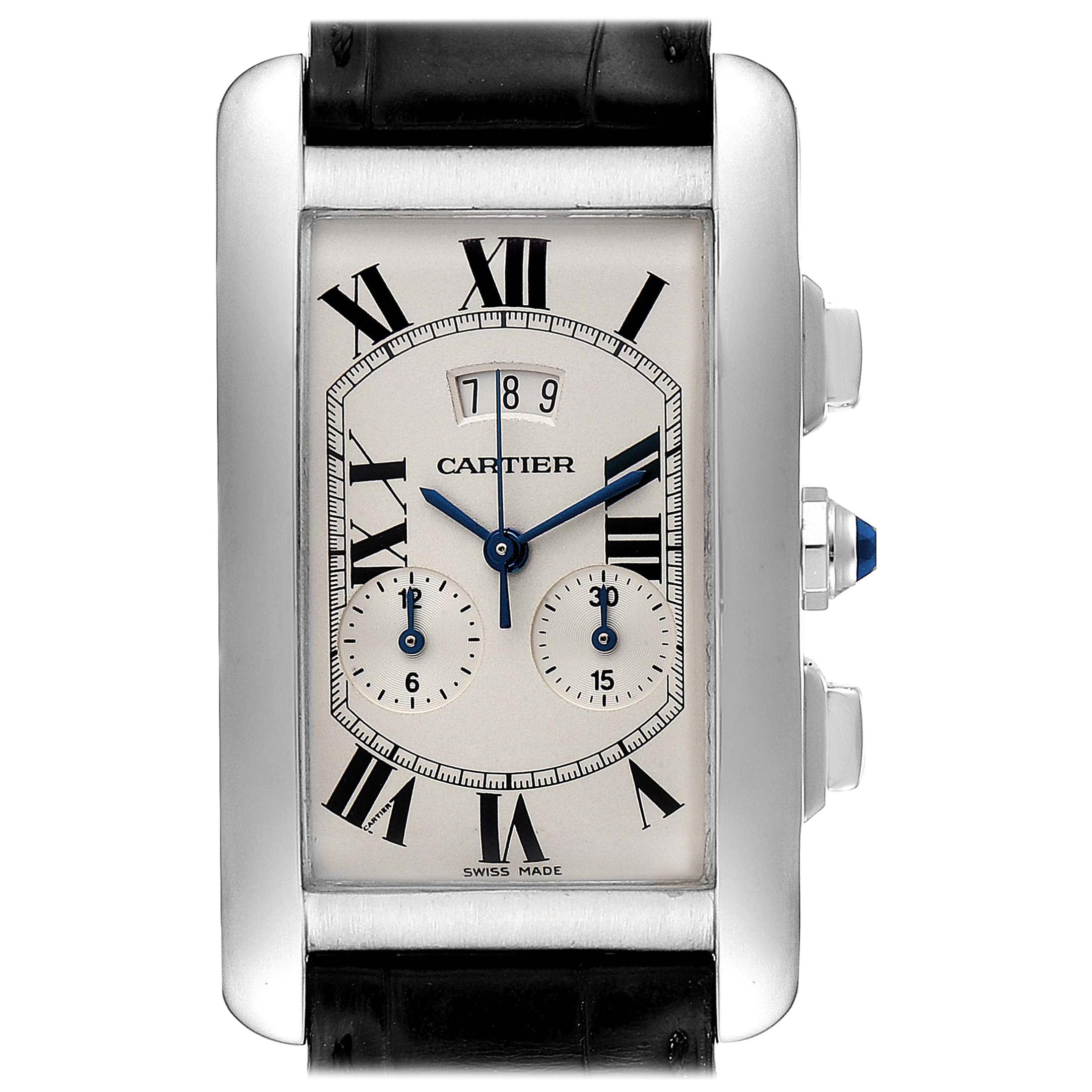 Cartier Tank Americaine White Gold Chronograph Men's Watch 2569