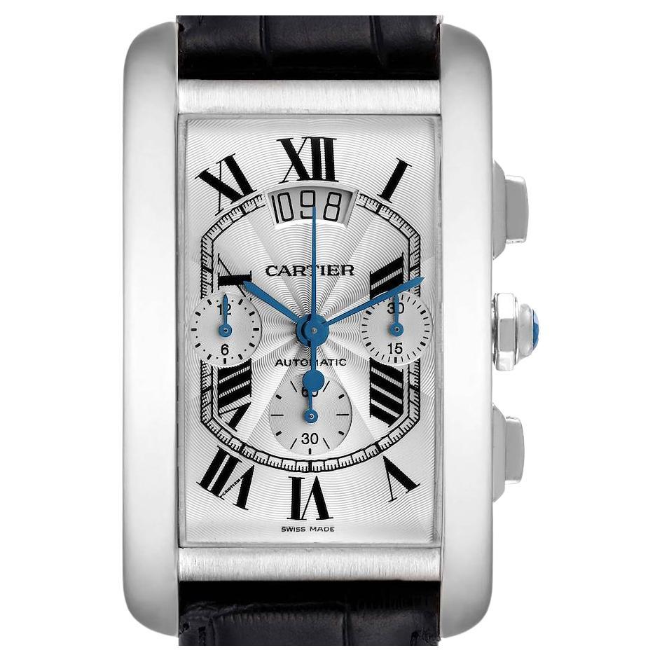 Cartier Tank Americaine White Gold Chronograph Mens Watch W2609456 For Sale