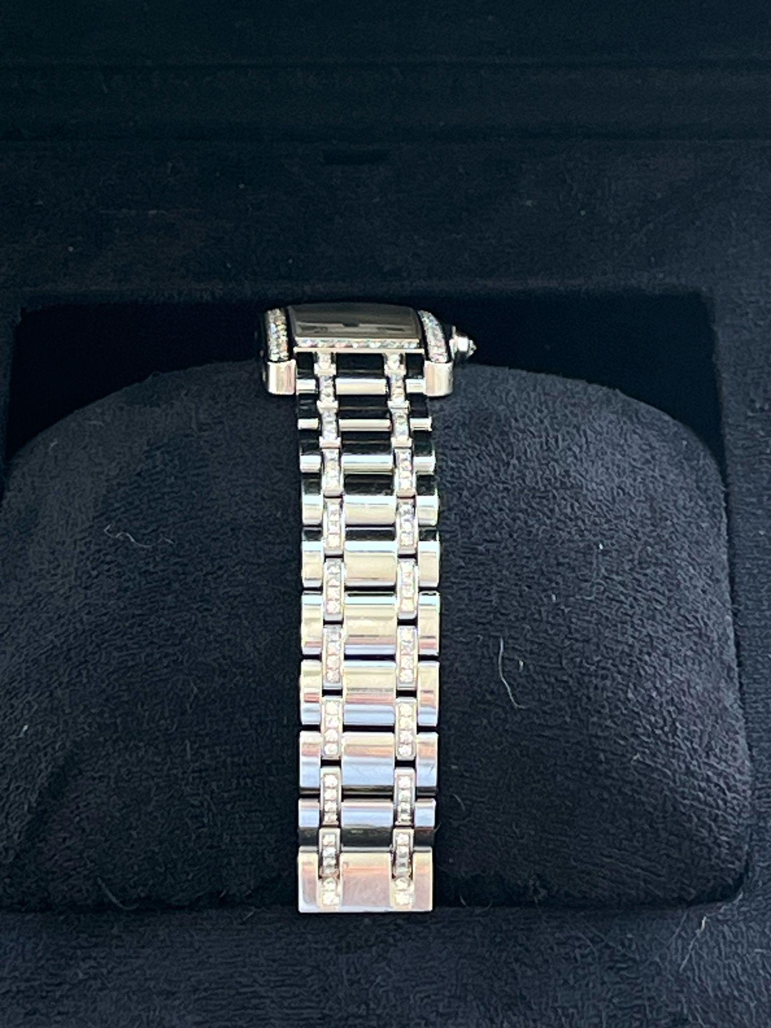 Cartier Tank Américaine 18K White Gold Diamond Bezel Ladies Watch SM WB7073MP For Sale 9