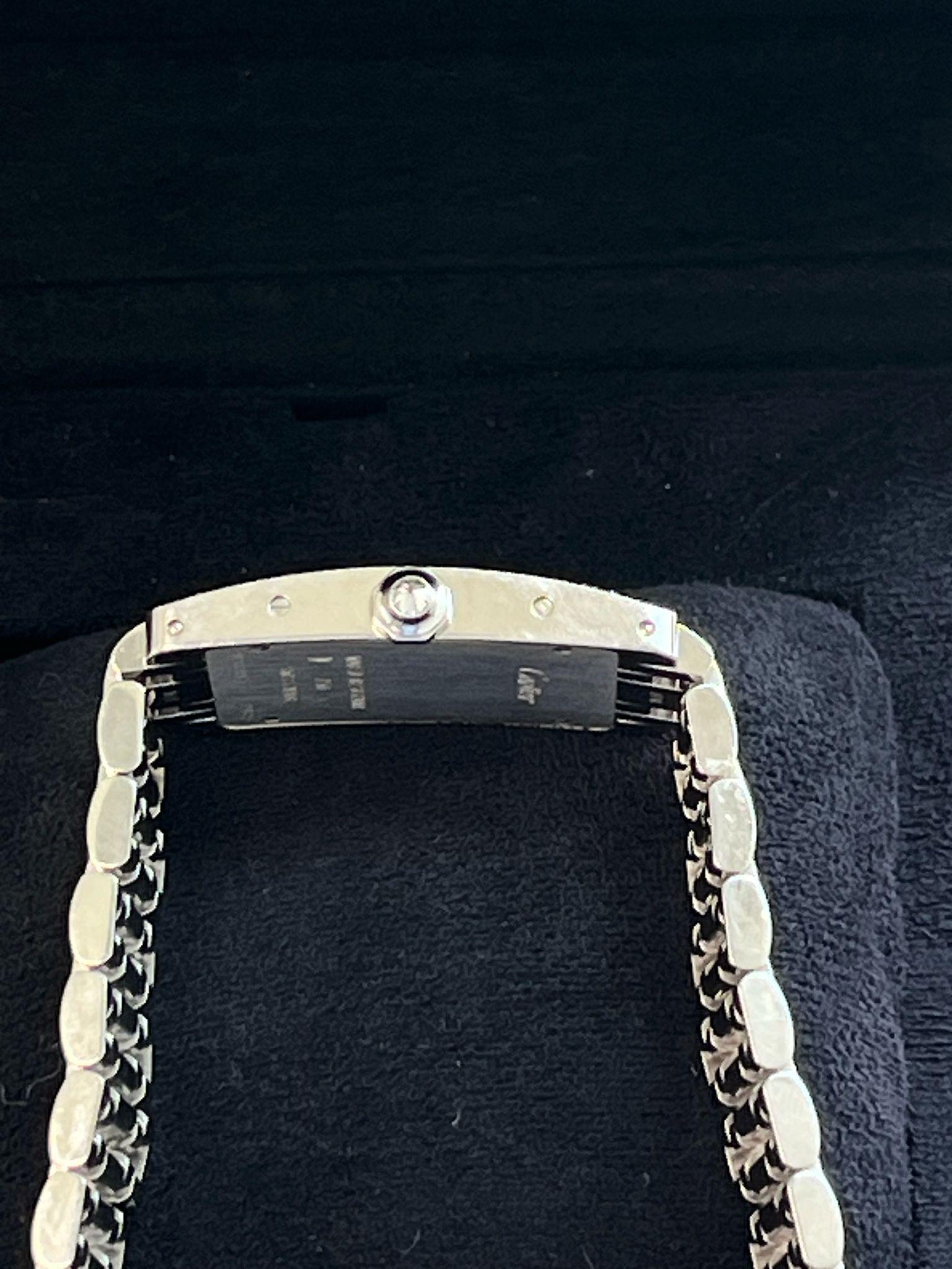 Cartier Tank Américaine 18K White Gold Diamond Bezel Ladies Watch SM WB7073MP For Sale 12