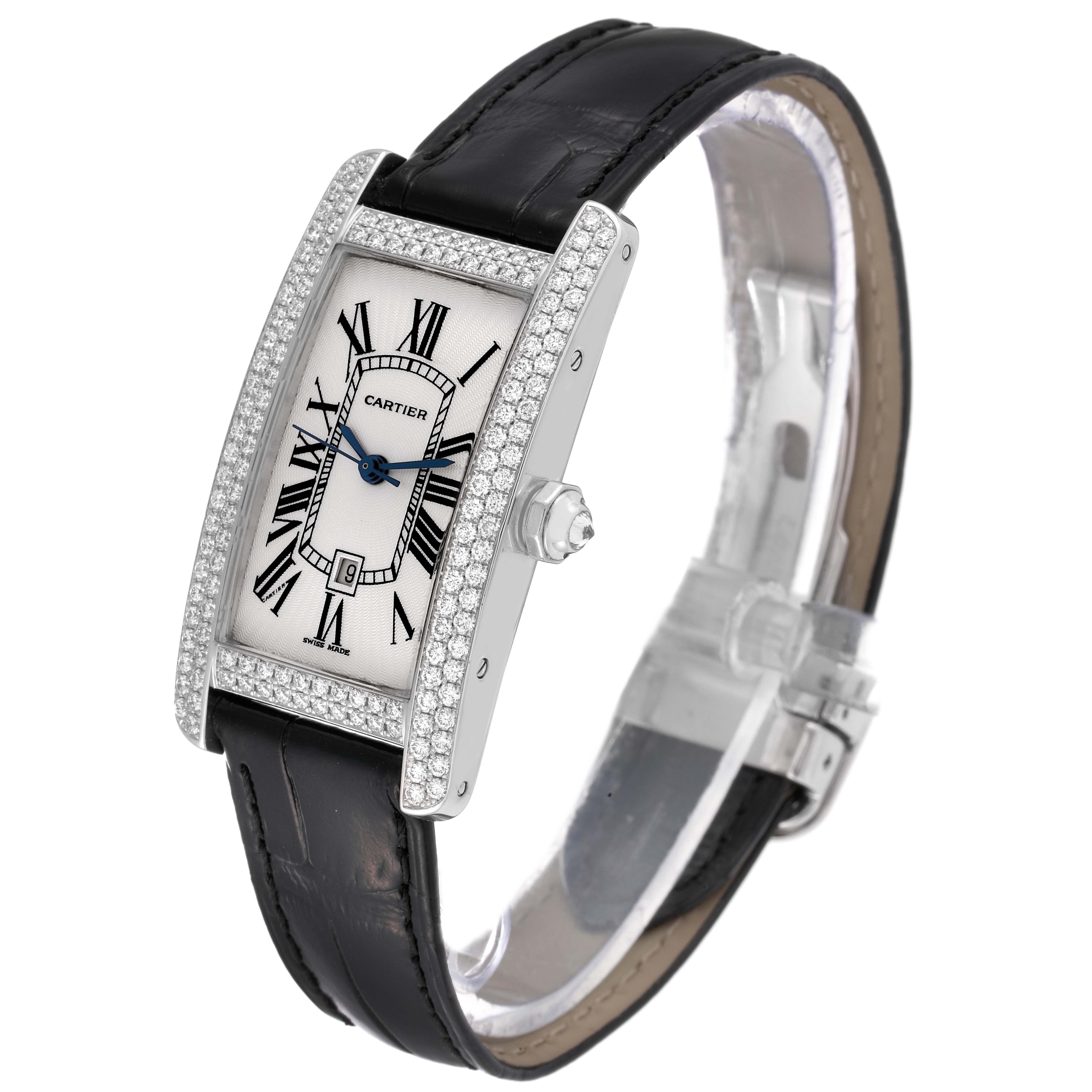 Women's Cartier Tank Americaine White Gold Diamond Ladies Watch 2490 For Sale