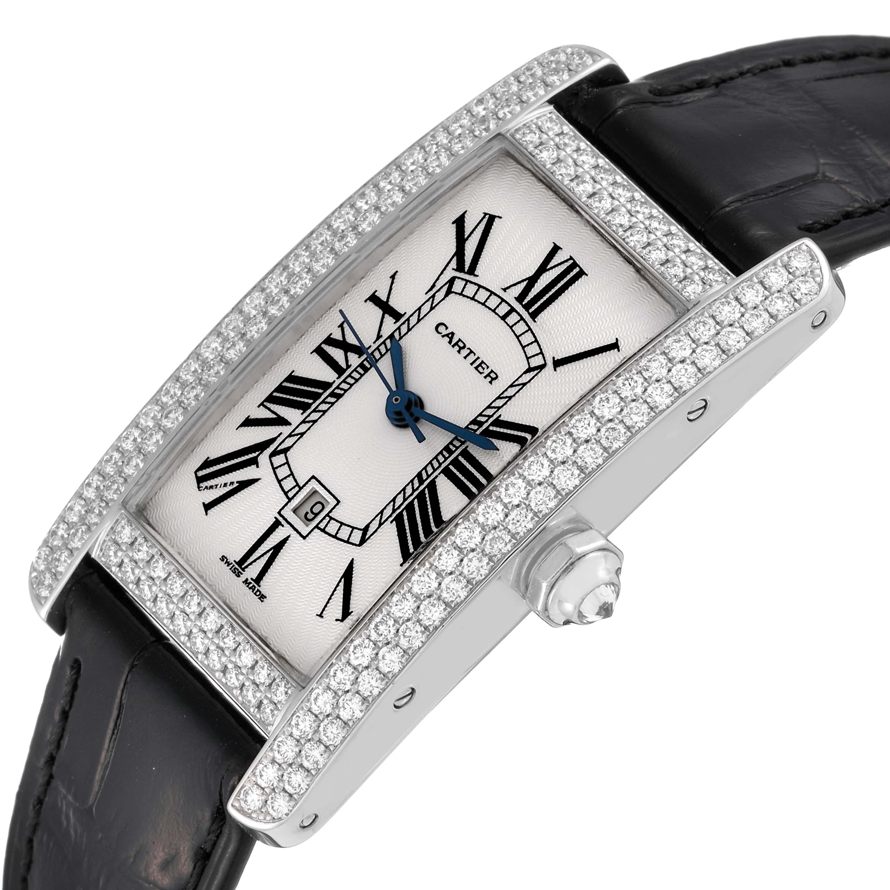 Cartier Tank Americaine White Gold Diamond Ladies Watch 2490 For Sale 1