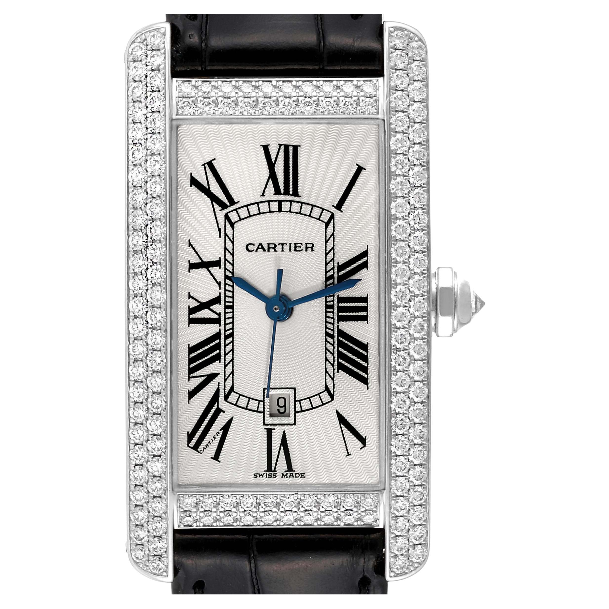 Cartier Tank Americaine White Gold Diamond Ladies Watch 2490 For Sale
