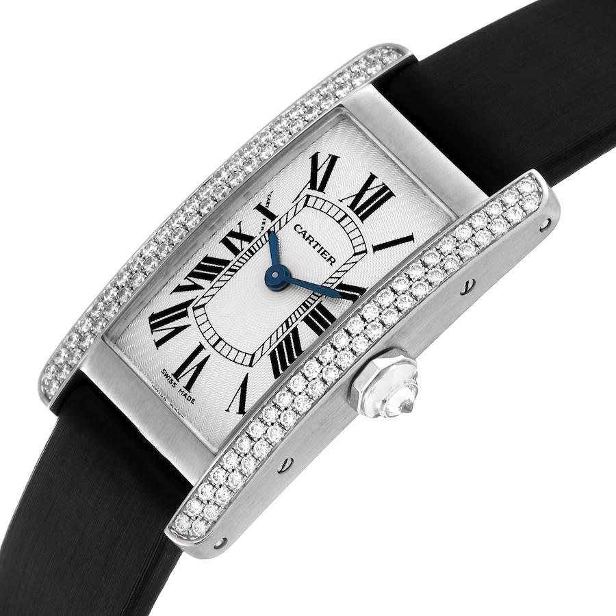 Cartier Tank Americaine White Gold Diamond Ladies Watch WB701851 In Excellent Condition For Sale In Atlanta, GA