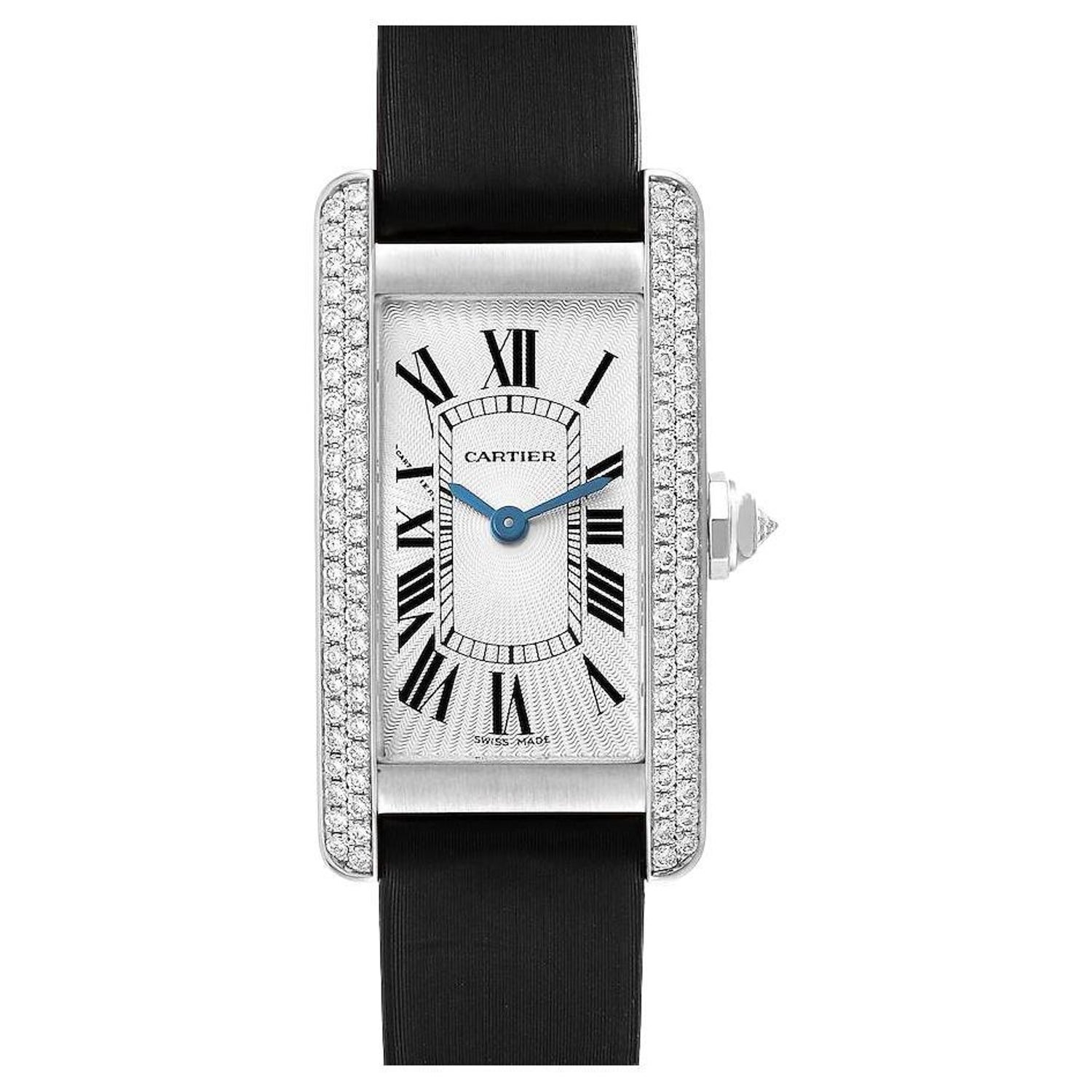 Cartier Tank Americaine White Gold Diamond Ladies Watch WB701851 For Sale  at 1stDibs