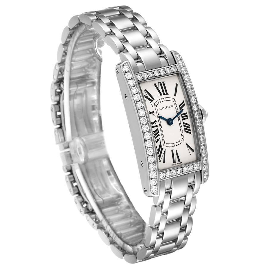 Cartier Tank Americaine White Gold Diamond Ladies Watch WB7018L1 In Excellent Condition In Atlanta, GA