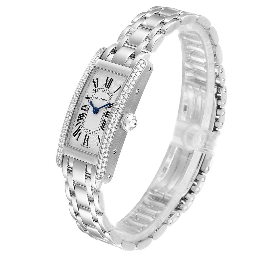 Cartier Tank Americaine White Gold Diamond Ladies Watch WB7018L1 In Excellent Condition In Atlanta, GA