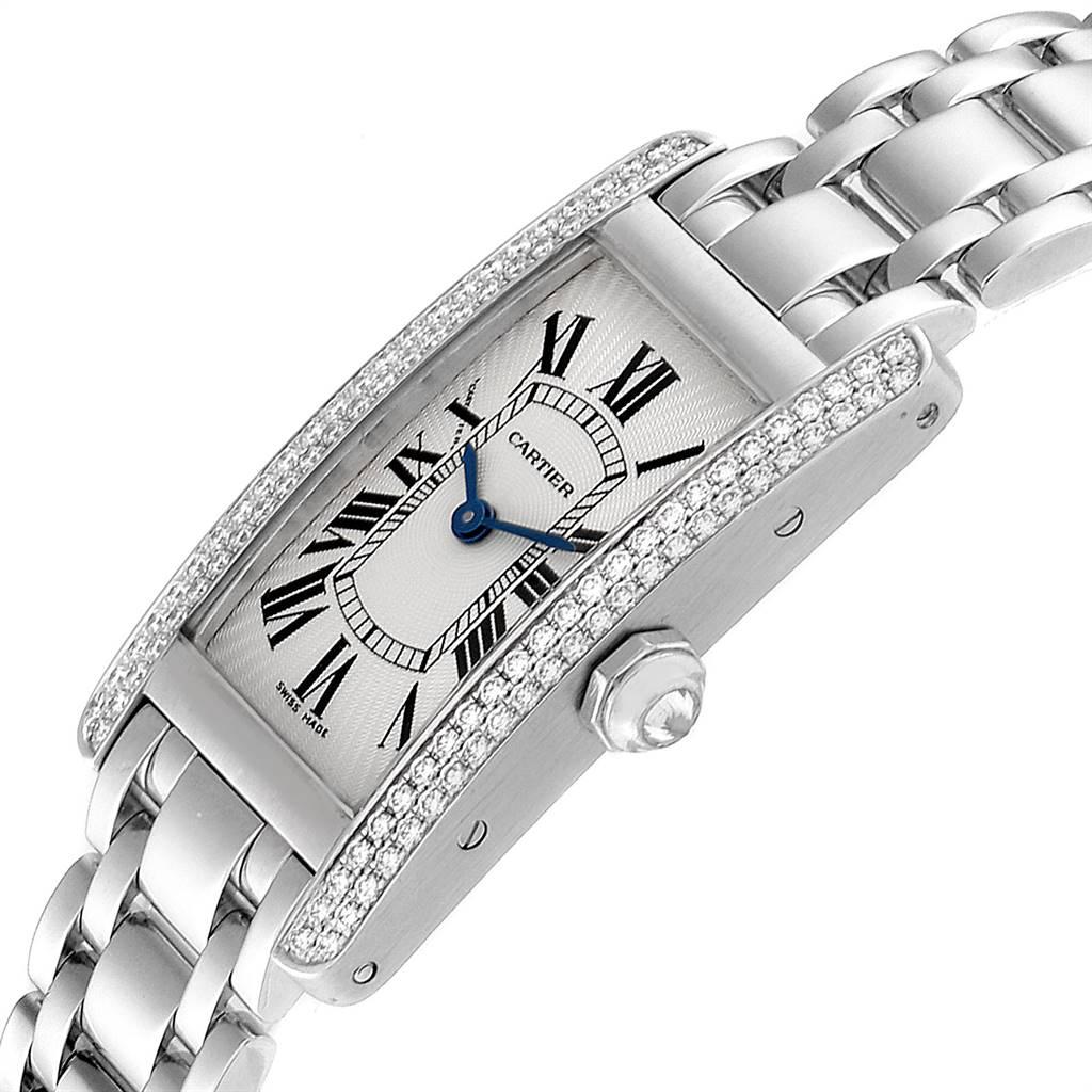 Cartier Tank Americaine White Gold Diamond Ladies Watch WB7018L1 In Excellent Condition For Sale In Atlanta, GA