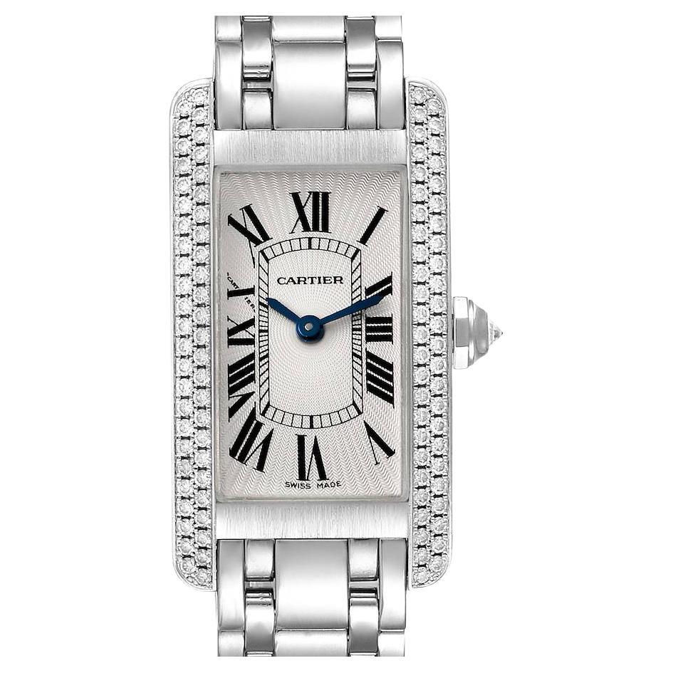 Cartier Tank Americaine White Gold Diamond Ladies Watch WB7018L1