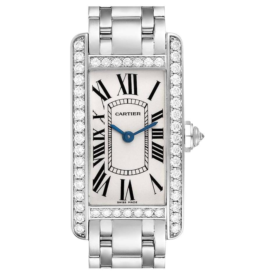 Cartier Tank Americaine White Gold Diamond Ladies Watch WB7018L1