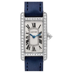 Cartier Tank Americaine White Gold Diamond Ladies Watch WB7018L1