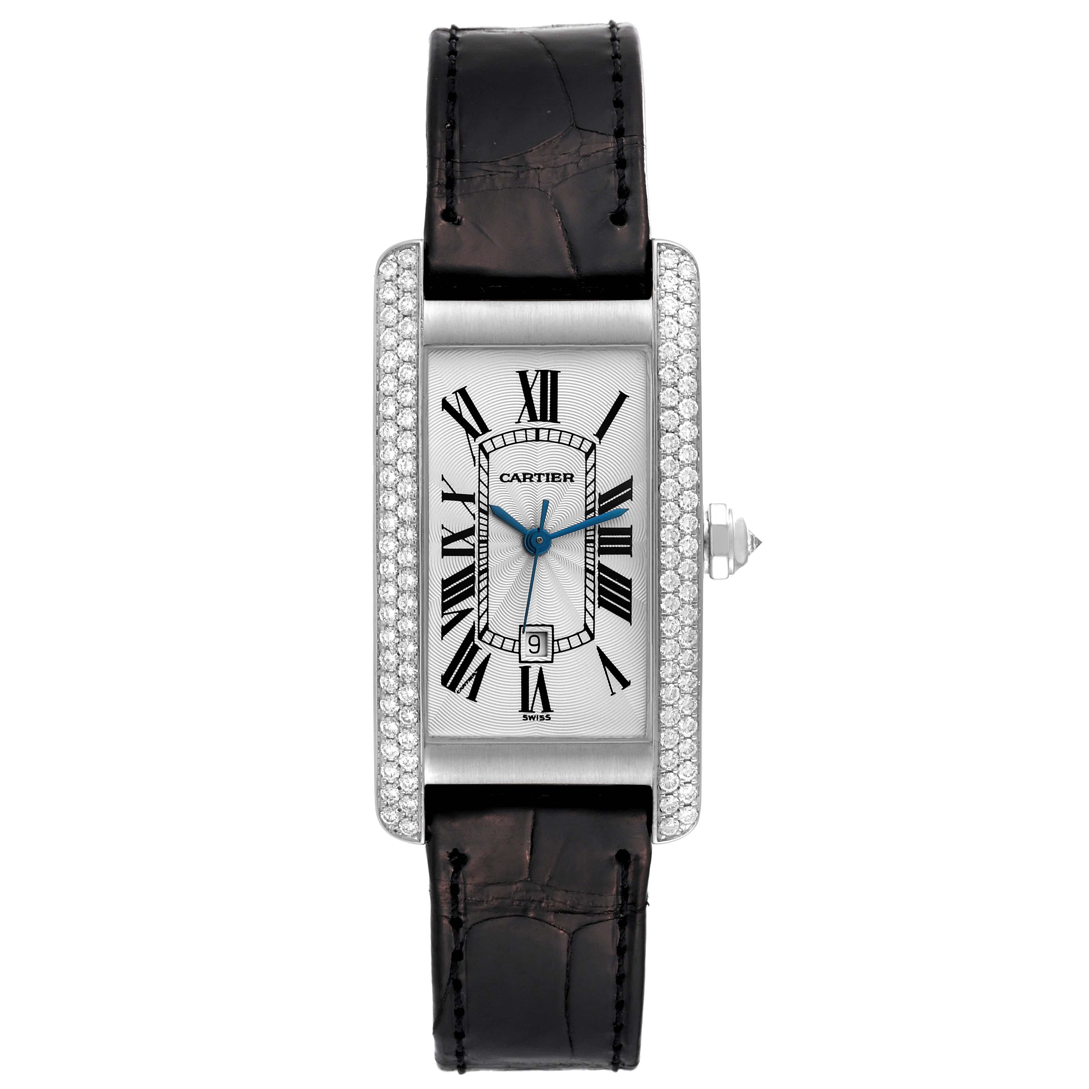 Women's Cartier Tank Americaine White Gold Diamond Ladies Watch WB702651 For Sale