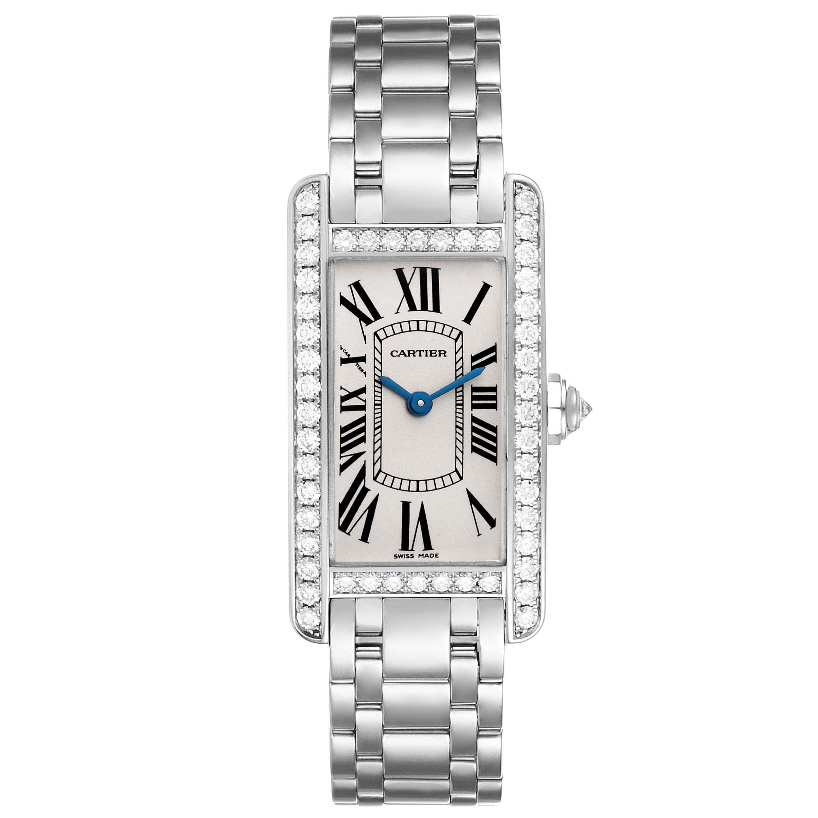 Cartier Tank Americaine White Gold Diamond Ladies Watch WB7073L1 Box Papers 1