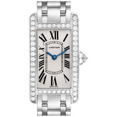 Cartier Tank Americaine White Gold Diamond Ladies Watch WB7073L1 Box Papers Cartier Tank Americaine White Gold Diamond Ladies Watch WB7073L1 Box Papers